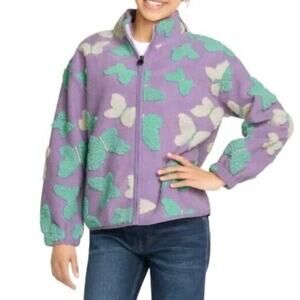 Lucky Brand Youth Shearling Full Zip Top/ Girls Size L 14/16/Purple Pastel Lilac